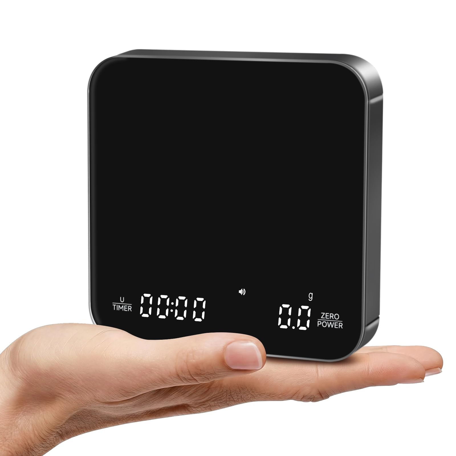 KitchenTour CaféMetric Coffee Scale with Timer 0.1g/2000g - Precision Small Scale for Espresso & Pour Over - Mini Scale with LED Display Recharge Wood