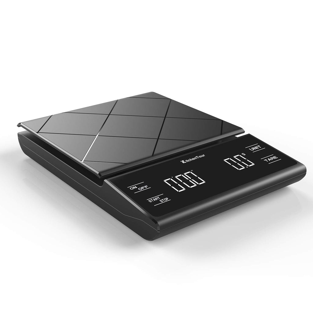 KitchenTour Coffee Scale with Timer 3kg/0.1g High Precision Pour Over Drip Espresso Scale with Back-Lit LCD Display (Batteries Included)