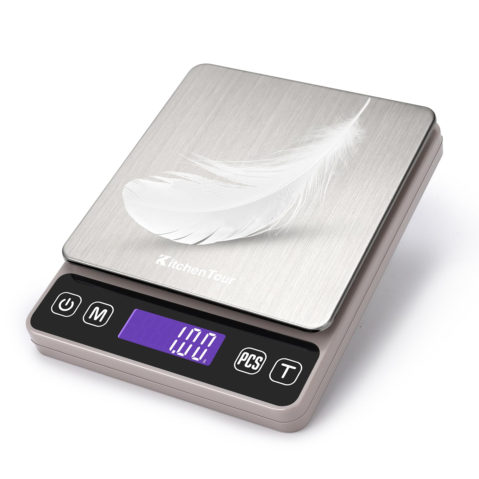 KitchenTour Digital Kitchen Gram Scale - 500g/0.01g - High Accuracy Precision Food Scale - Meat Scale with Back-Lit LCD Display(Batteries Included)-Black
